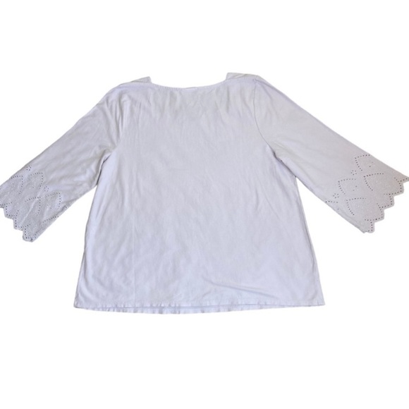 J. Jill Eyelet Trim 3/4 Bell Sleeve Square Neck Top Blouse Pale Lilac Sz XL NWT - Picture 10 of 14